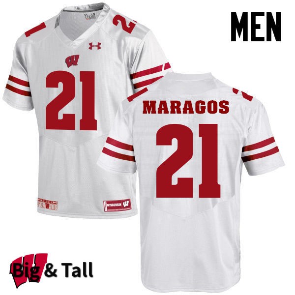 Wisconsin Badgers Men's #21 Chris Maragos NCAA Under Armour Authentic White Big & Tall College Stitched Football Jersey KI40W44PU